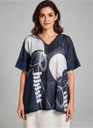 Tunique manches courtes bleu G!OZE femme