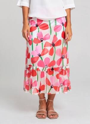 Jupe mi-longue rose G!OZE femme