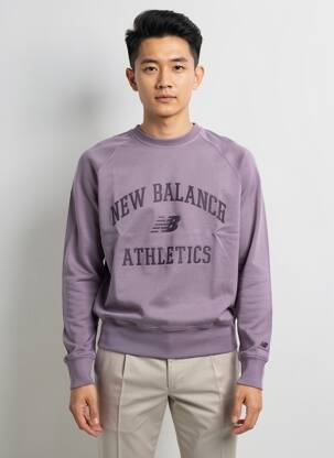 Pull col rond manches longues violet NEW BALANCE homme