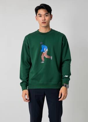 Pull col rond manches longues vert NEW BALANCE homme