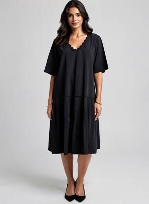 Robe mi-longue noir G!OZE femme