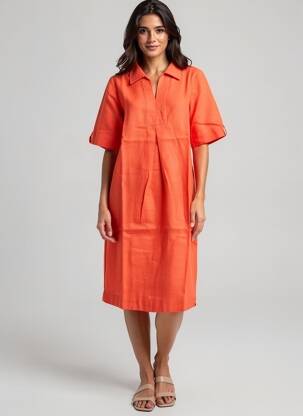 Robe mi-longue orange MALOKA femme