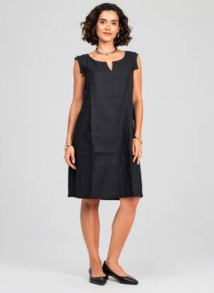 Robe mi-longue noir MALOKA femme