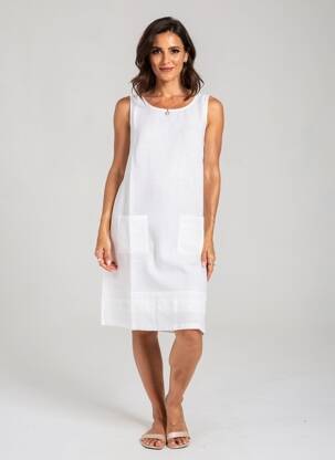 Robe mi-longue blanc MALOKA femme