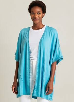 Veste kimono turquoise MALOKA femme