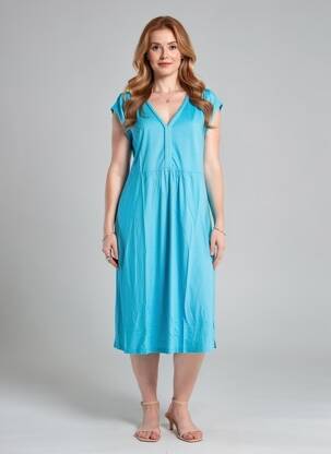 Robe mi-longue turquoise MALOKA femme