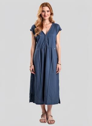 Robe mi-longue bleu MALOKA femme