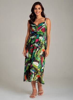 Robe mi-longue vert MALOKA femme