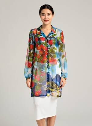 Tunique manches longues bleu MALOKA femme