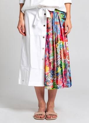 Jupe mi-longue blanc MALOKA femme