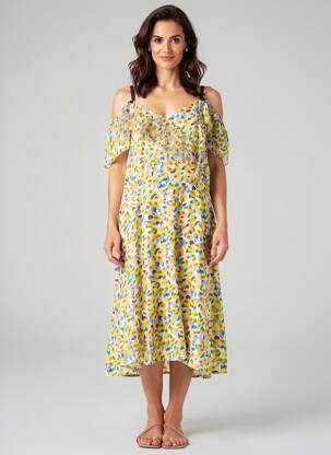 Robe mi-longue jaune PAUL BRIAL femme