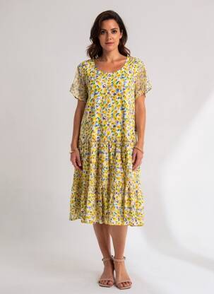 Robe mi-longue jaune PAUL BRIAL femme