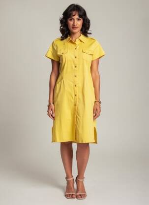 Robe courte jaune PAUL BRIAL femme
