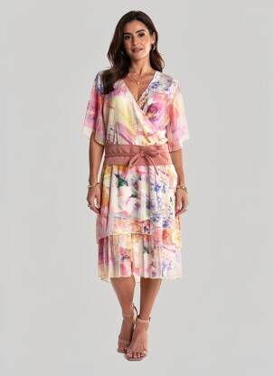 Robe mi-longue rose PAUL BRIAL femme