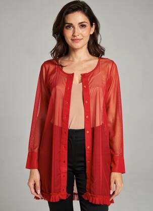 Gilet manches longues rouge G!OZE femme