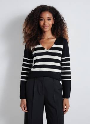 Pull coupe cintrée manches longues noir TIFFOSI femme