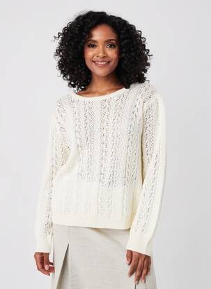 Pull resserrée sur le bas manches longues blanc PRINCESSE NOMADE femme