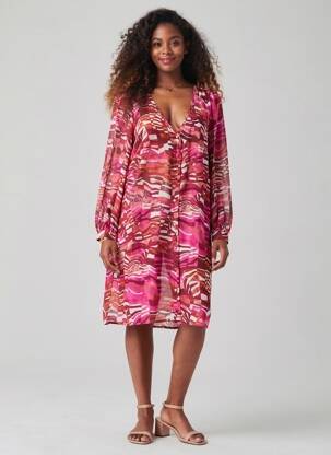Robe mi-longue rose VERO MODA femme