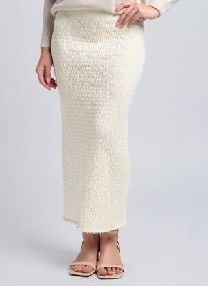 Jupe mi-longue beige MANGO femme