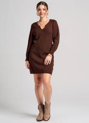 Robe pull marron MANGO femme
