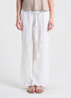 Pantalon droit tissage popeline taille normale blanc GUESS femme
