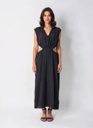 Robe longue noir MANGO femme