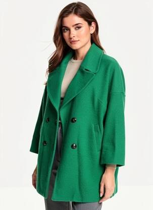 Manteau court poches sans capuche vert LES PETITES... femme