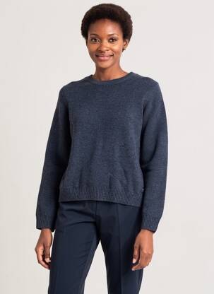 Pull tissage chiné manches longues bleu HAOLEN femme