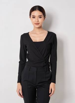 Gilet cache-cœur noir ONLY femme