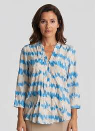 Blouse tissage popeline manches 3/4 bleu IT HIPPIE femme