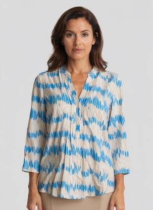 Blouse tissage popeline manches 3/4 bleu IT HIPPIE femme