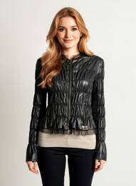 Veste en cuir noir TWINSET femme