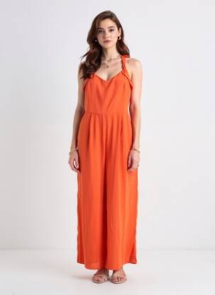 Combi-pantalon orange MANGO femme