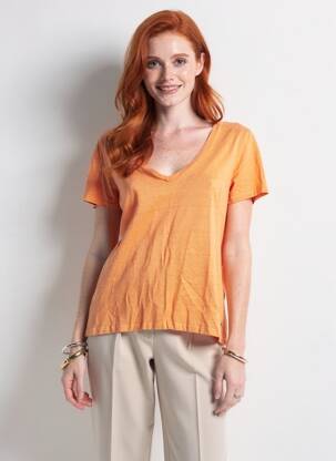 T-shirt orange PLEASE femme