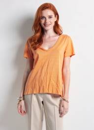 T-shirt orange PLEASE femme