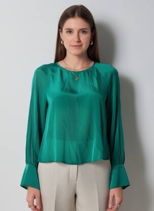 Chemisier vert MANGO femme