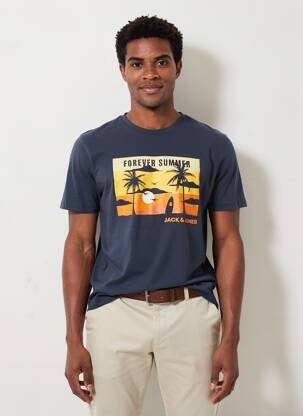 T-shirt bleu JACK & JONES homme
