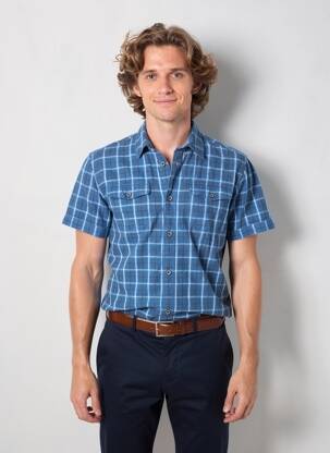 Chemise manches courtes bleu PETROL INDUSTRIES homme