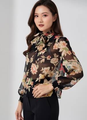 Chemisier noir MANGO femme