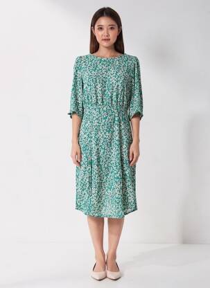 Robe mi-longue vert ONLY femme