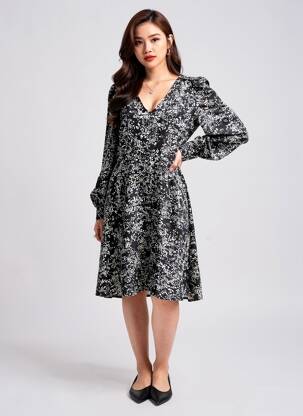 Robe mi-longue noir VERO MODA femme