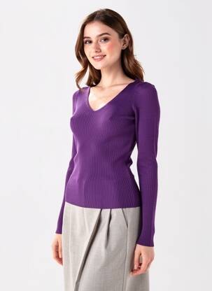 Pull violet MANGO femme