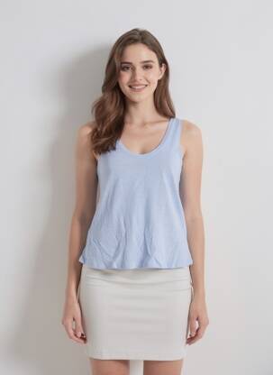 Débardeur bleu MANGO femme