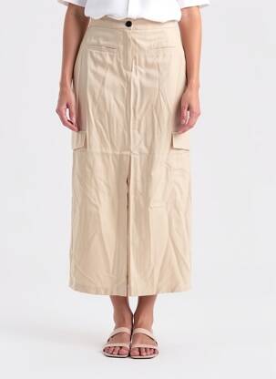 Jupe longue beige JACQUELINE DE YONG femme