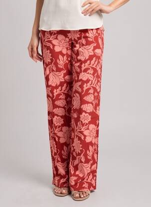 Pantalon large rose MANGO femme