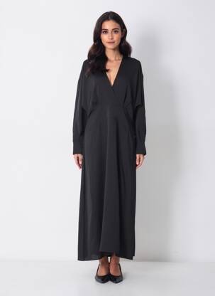 Robe longue noir MANGO femme