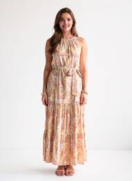 Robe longue beige MANGO femme