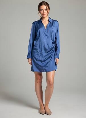 Robe mi-longue bleu MANGO femme