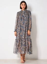 Robe longue marron MANGO femme