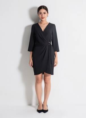 Robe mi-longue noir MORGAN femme